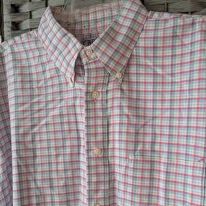 Vtg 90s BD Baggies Button Down Shirt Pink Blue Plaid Made in USA Mens L Preppy